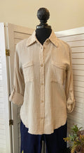 Gauze Button Down w/Roll-up Sleeve