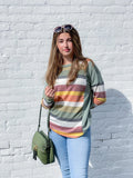 Olive Multi Striped French Terry