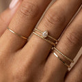 Five Piece Cz Bezel Pear Stone Stacking Ring Set: GDCRY