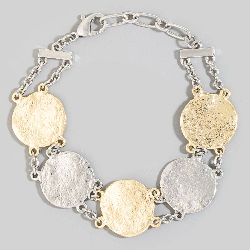 Textured Coins Chain Bracelet: GD