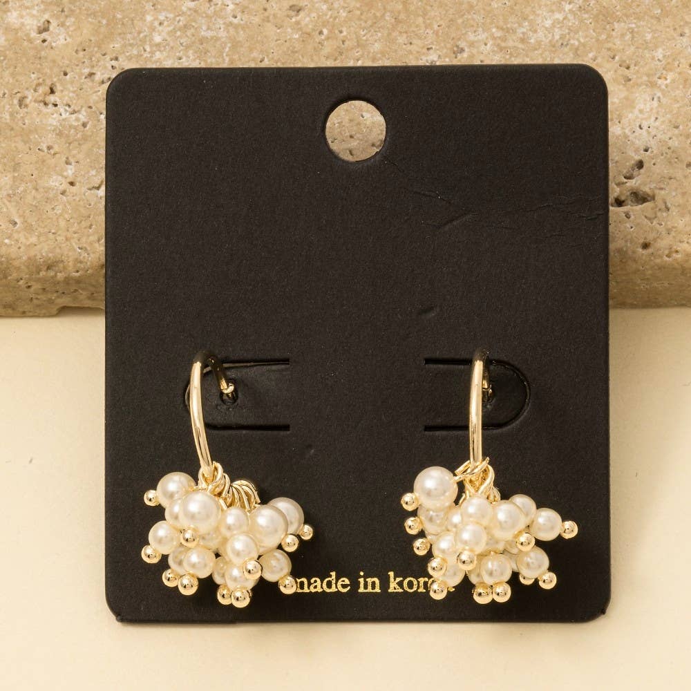 Pearl Beaded Fringe Drop Earrings: G