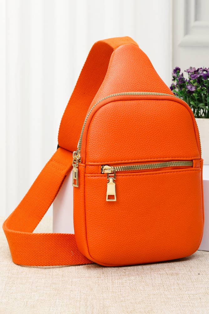 Solid PU Sling Bag: Turquoise
