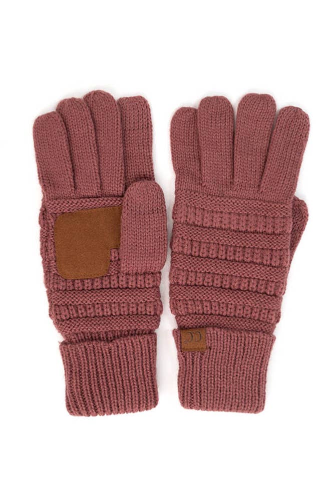 C.C Knitted Touch Screen Compatible Gloves: Black