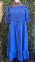 Ruffled Square Neck Plus Size Mini Dress