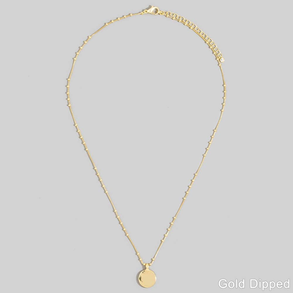 Gold Dipped Coin Pendant Chain Necklace: G