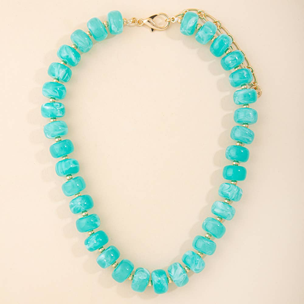Marbled Chunky Rondelle Bead Statement Necklace: BR
