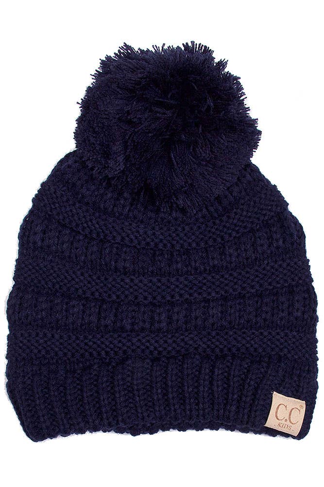 C.C Kids Solid Knit Pom Beanie: Mint