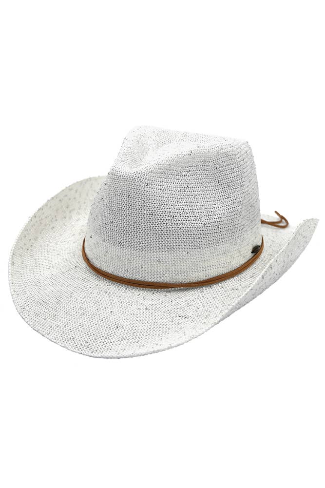 C.C Sequin Cowboy Hat: Beige