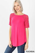 fuchsia lace sleeve ragland