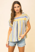 Striped tie back top
