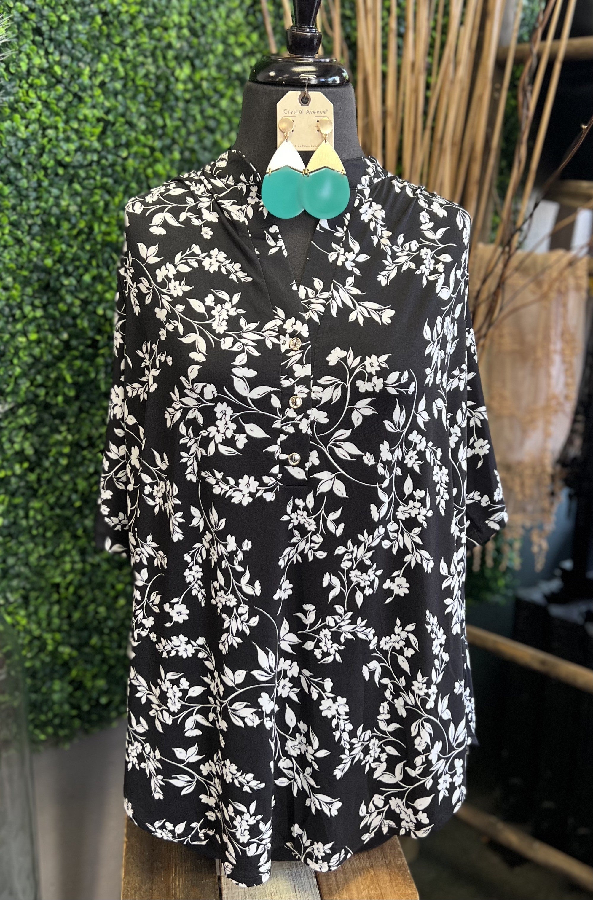 Manadrin Collar Button Down Blouse