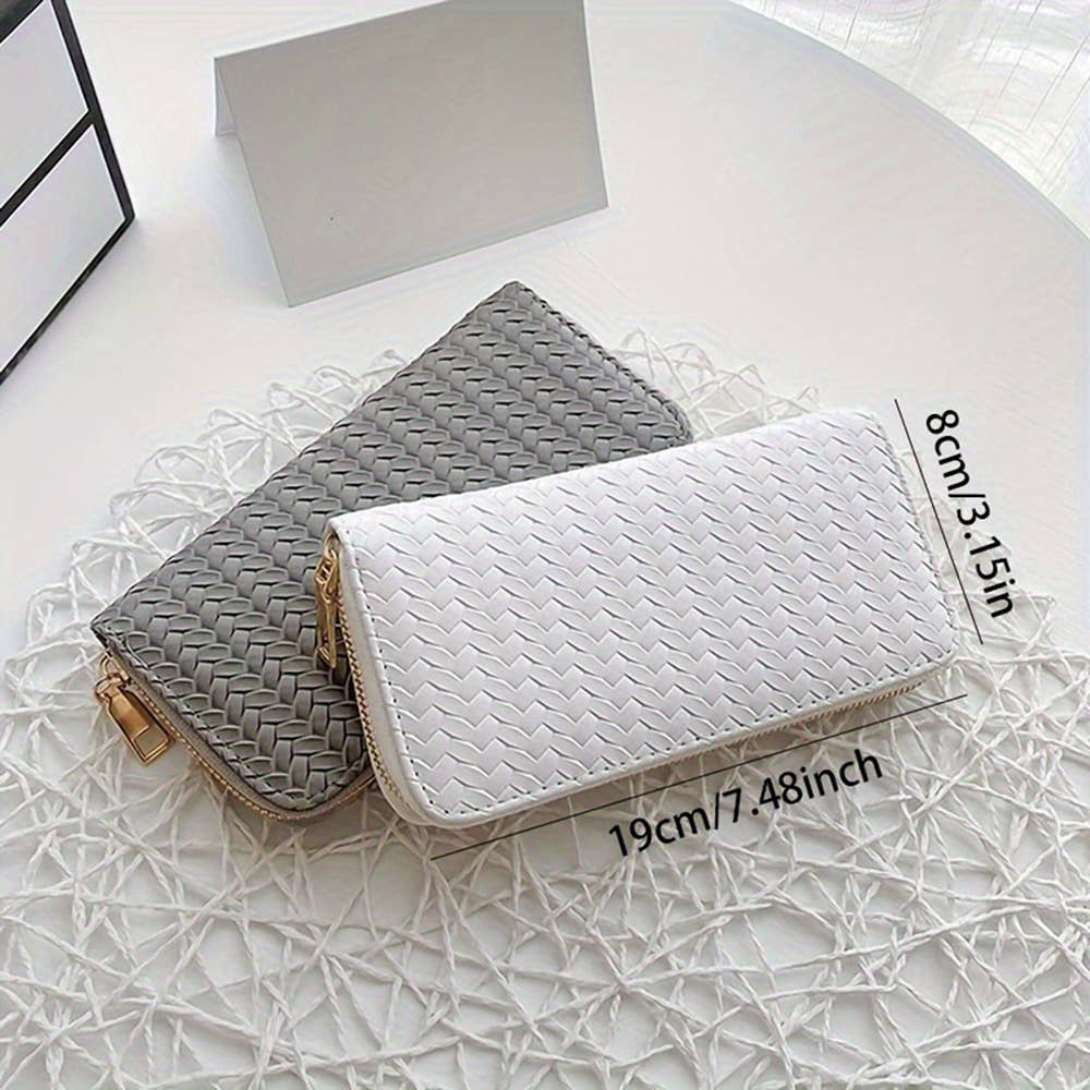 PU Leather Woven Wallet: Black