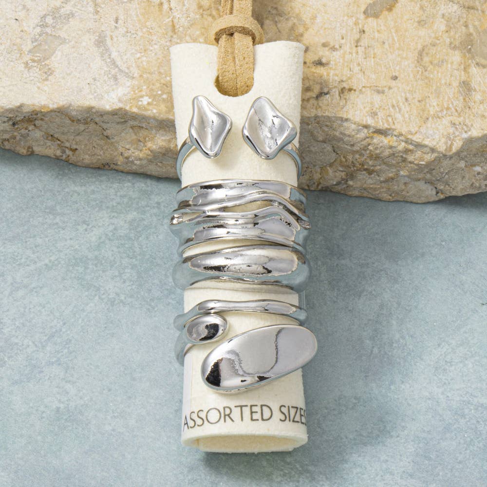 Molten Organic Nugget Stacking Ring Set: RH