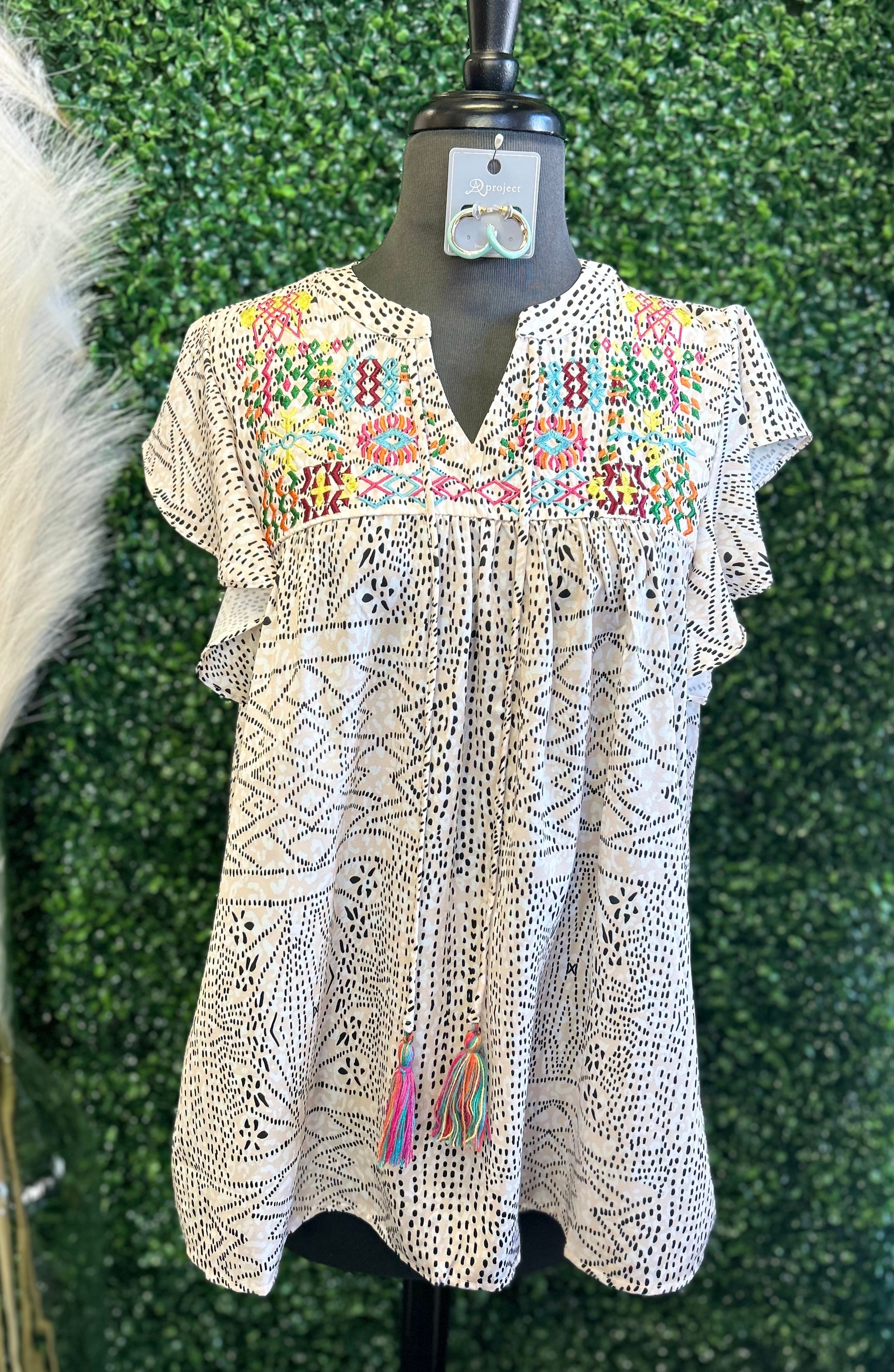 Geometric Embroidered Blouse
