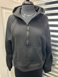 Fleece French Terry Cropped 1/4 Zip Hoodie