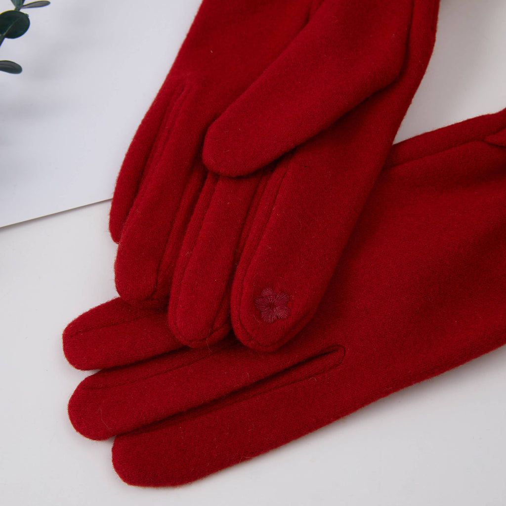 Stone Deco Bow Knit Winter Gloves: Fuchsia