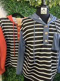 Front Pocket Striped Sweatshirt