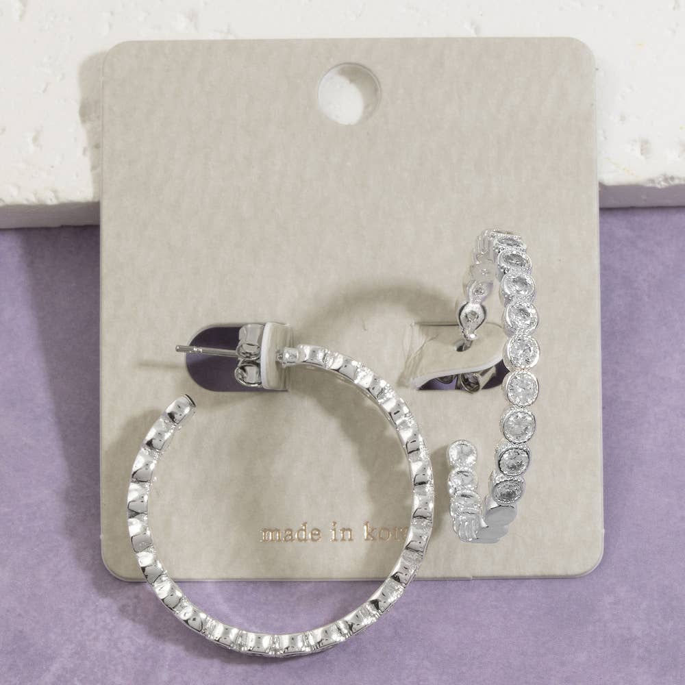 Bezel Set Cz Hoop Earrings: GRN
