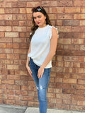 Ruffled Stand Up Collar Top