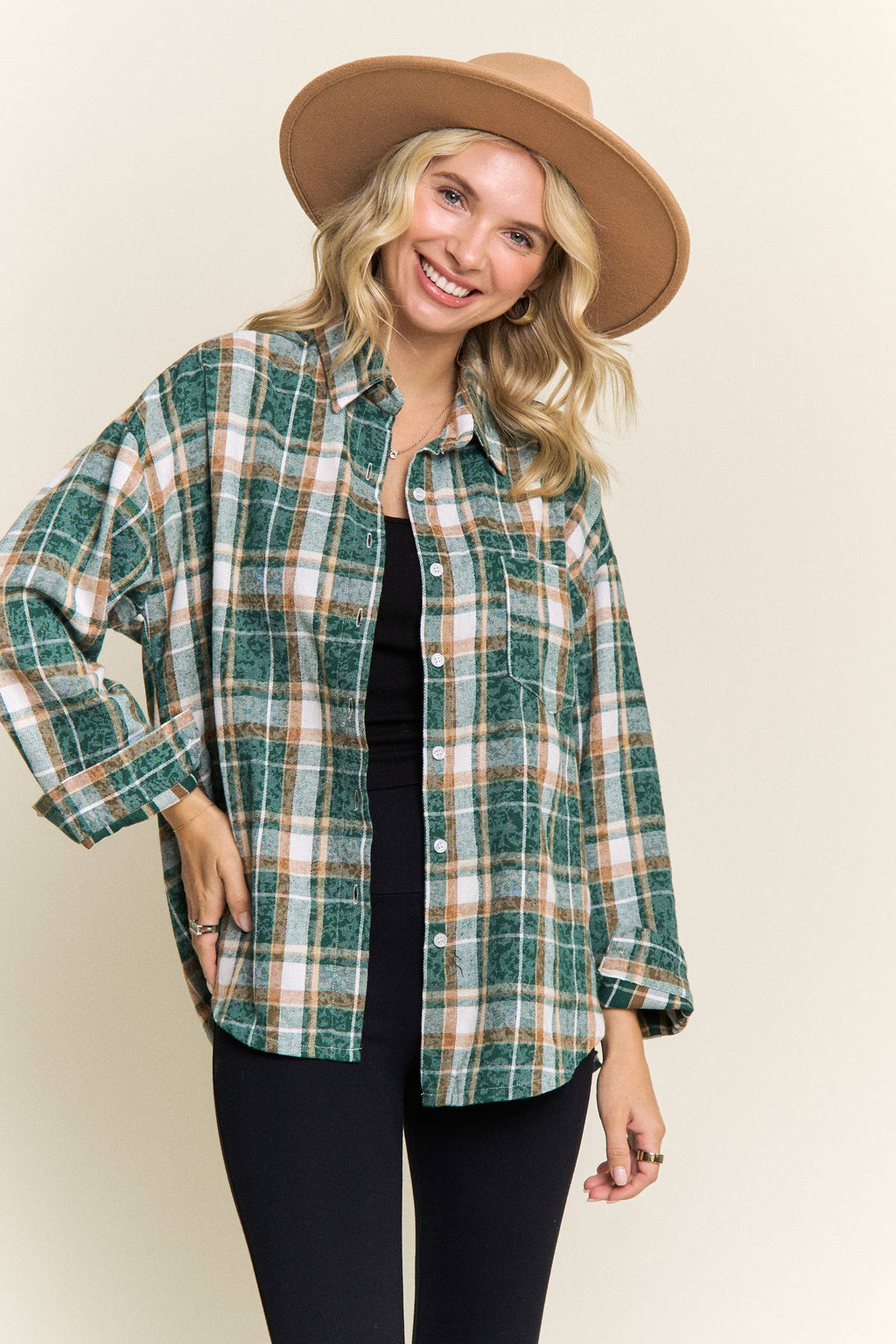 BURNOUT PLAID WASHED-LOOK SHIRT- LET4189: Blue / S-M-L(2-2-2)