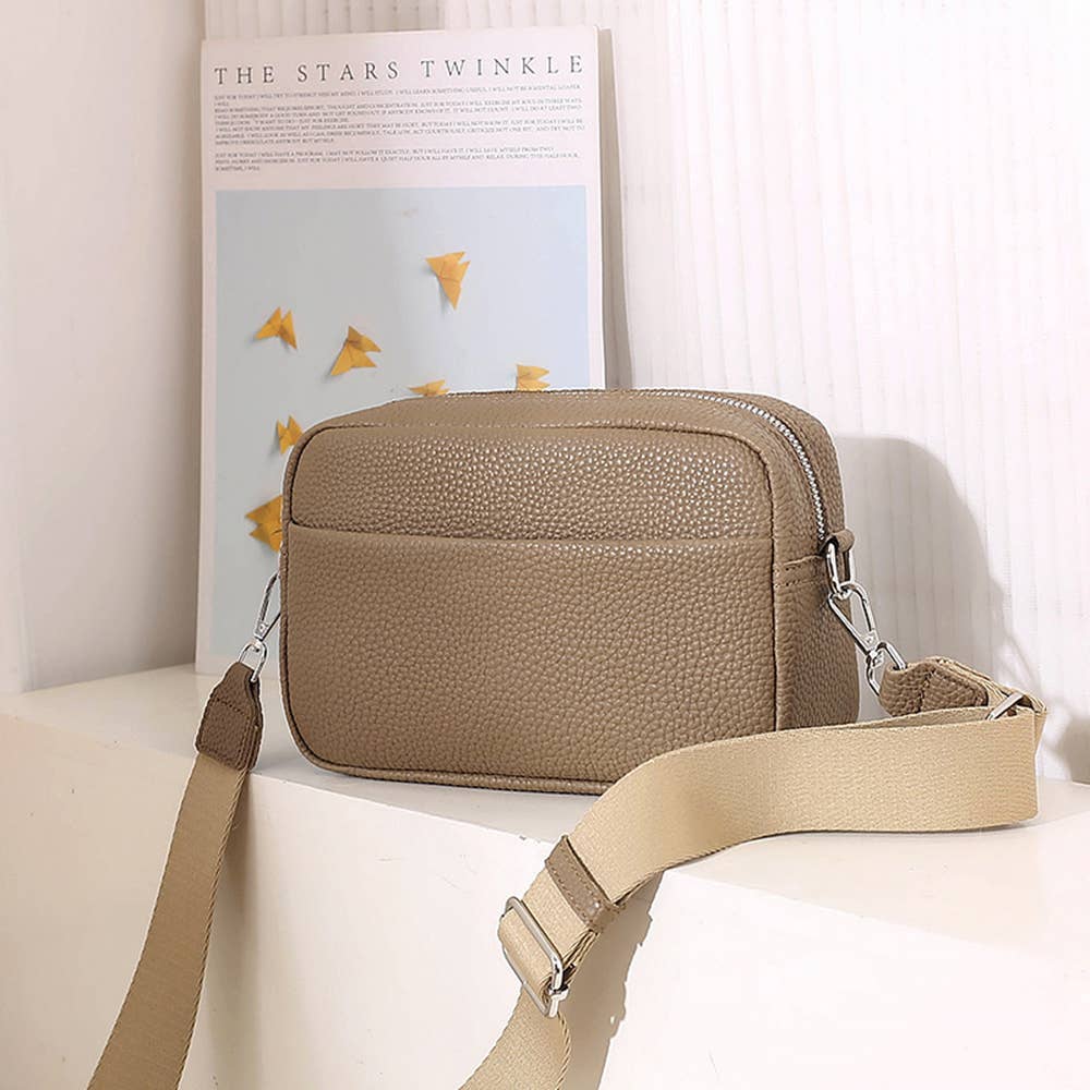 Solid Color PU Crossbody Bag For Women's Small Bag: Beige