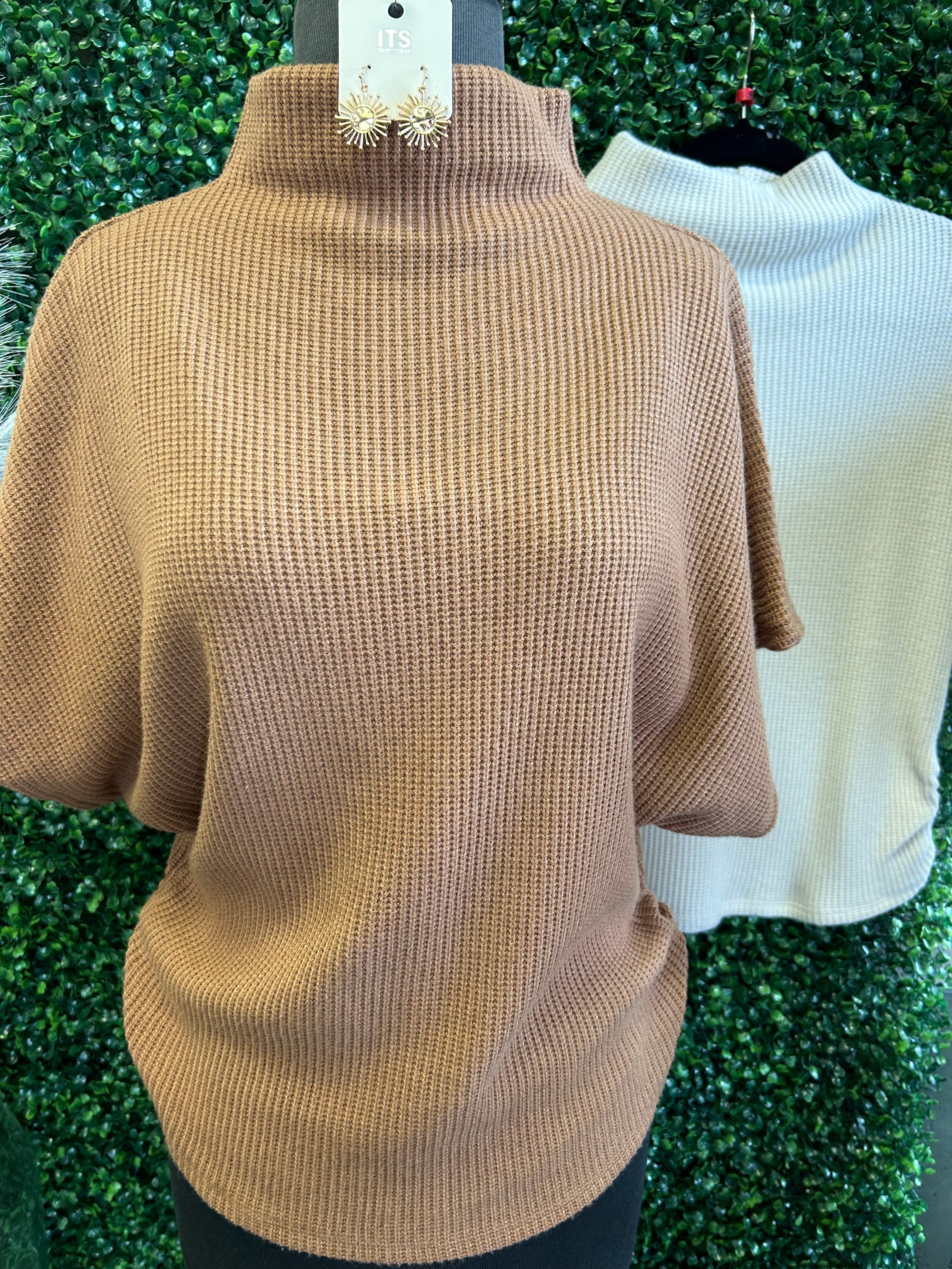 Mock Neck Short Sleeve Sweater