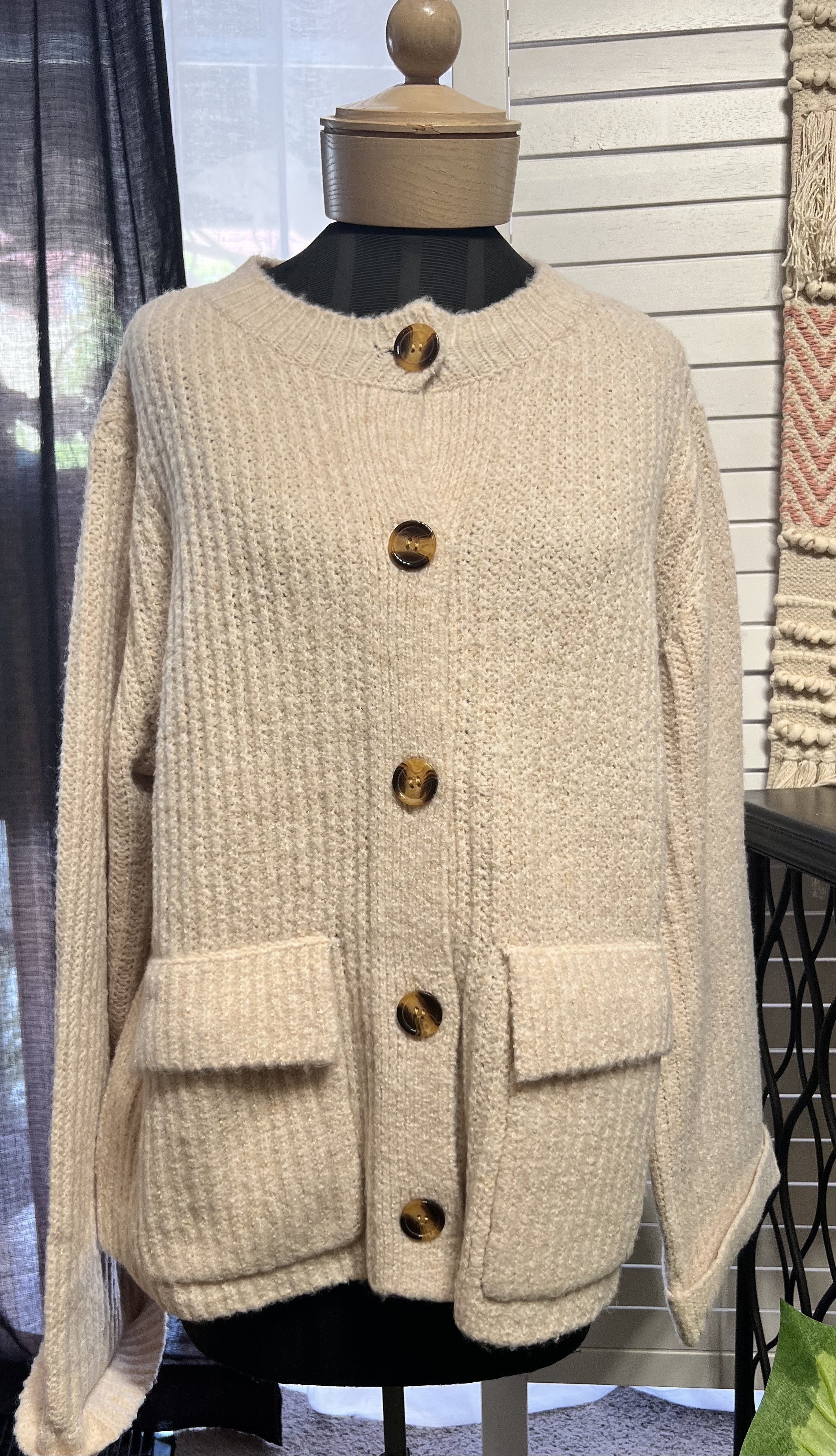 Oatmeal Button Down Sweater