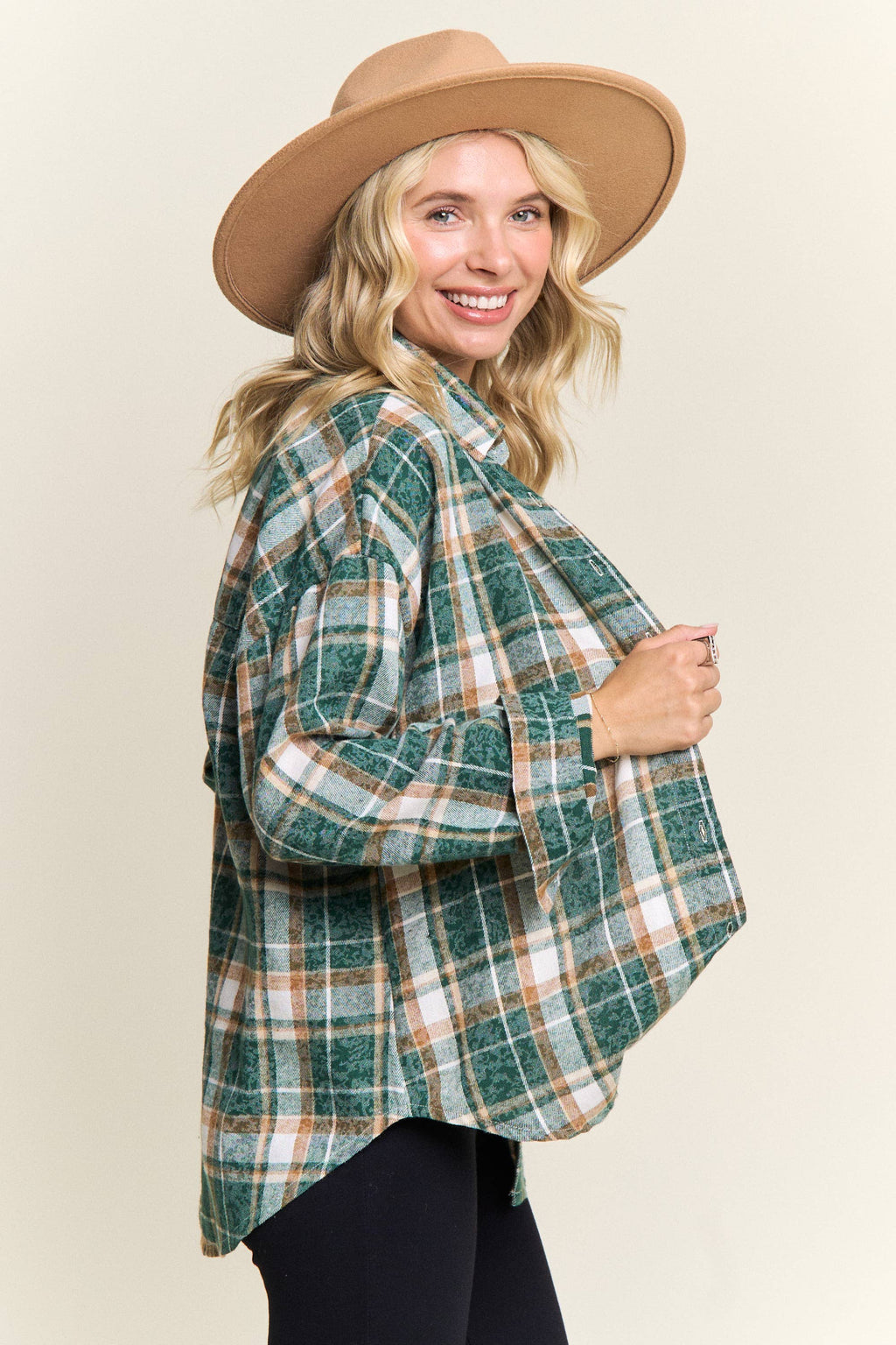 BURNOUT PLAID WASHED-LOOK SHIRT- LET4189: Blue / S-M-L(2-2-2)
