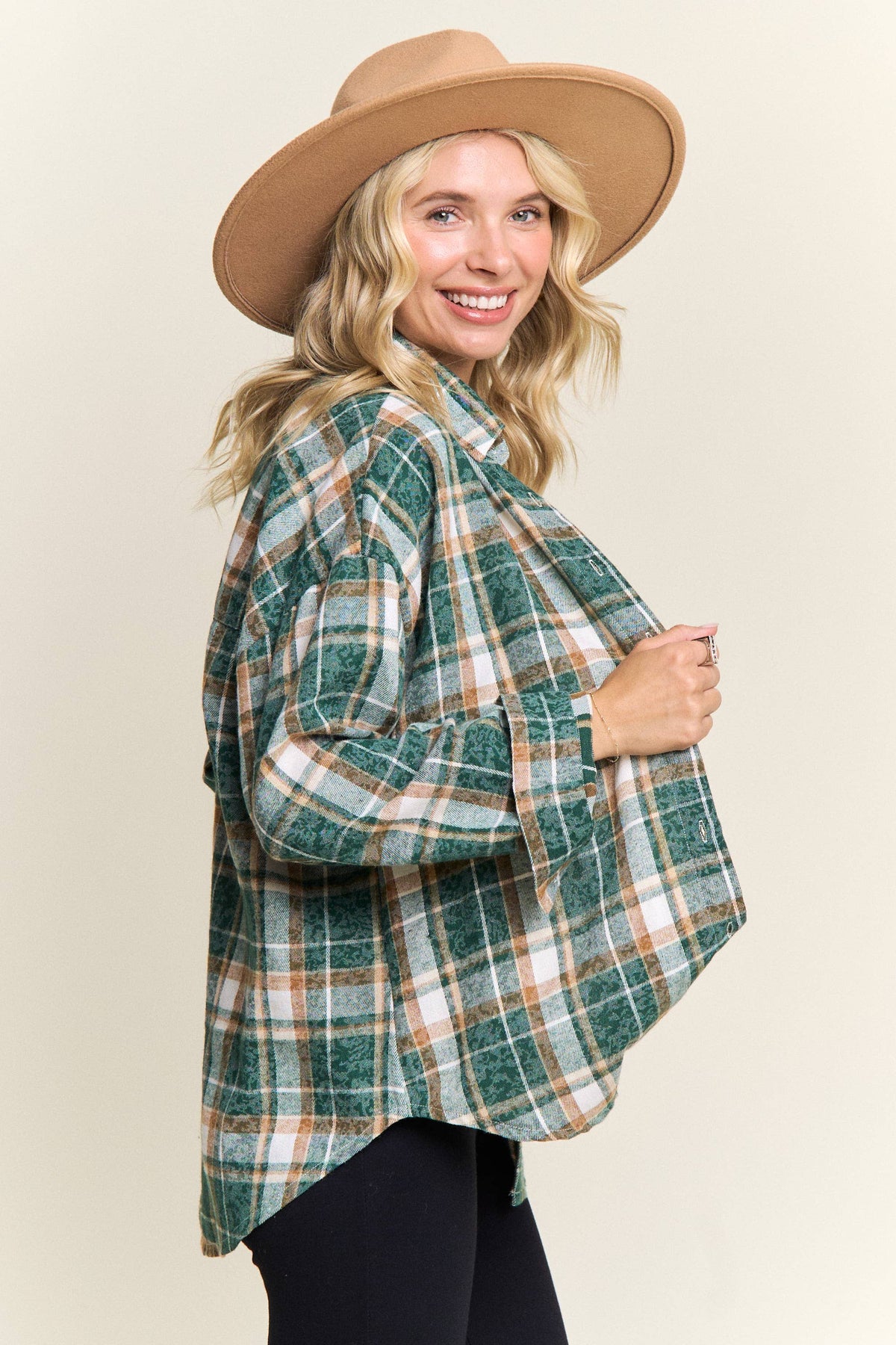 BURNOUT PLAID WASHED-LOOK SHIRT- LET4189: Blue / S-M-L(2-2-2)
