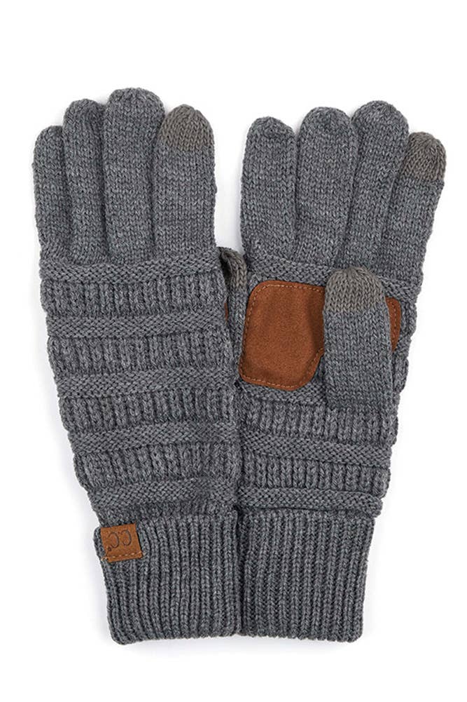C.C Knitted Touch Screen Compatible Gloves: Black