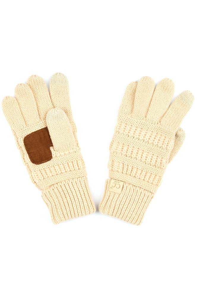 C.C Kids Knit Gloves: Beige