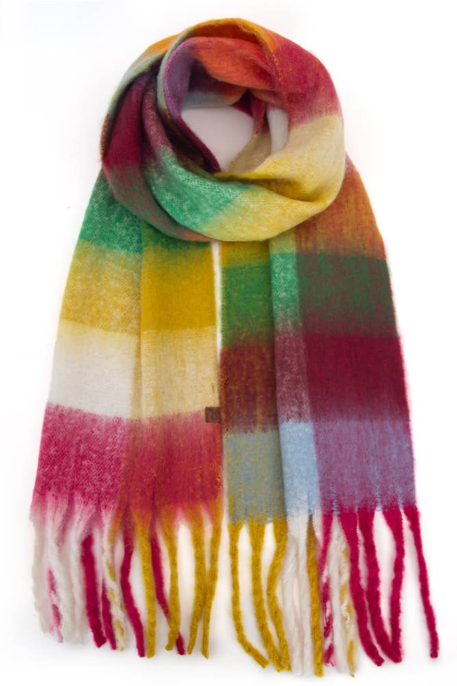 C.C Multi Color Block Plaid Check Pattern Woven Winter Scarf: 2