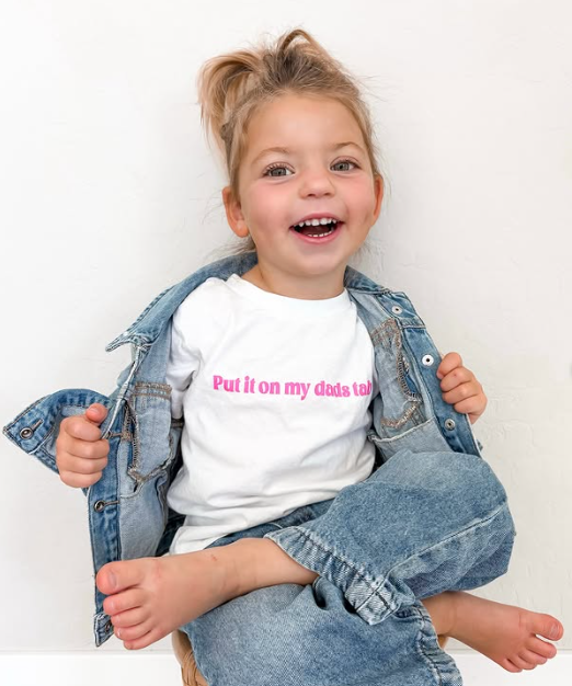 Put it on my Dad's Tab | Girls Graphic Sweatshirt: Saltwater / 4T