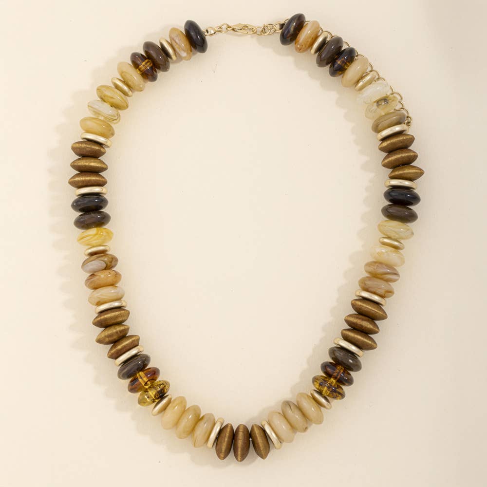 Chunky Saucer And Rondelle Bead Necklace: WGMT2