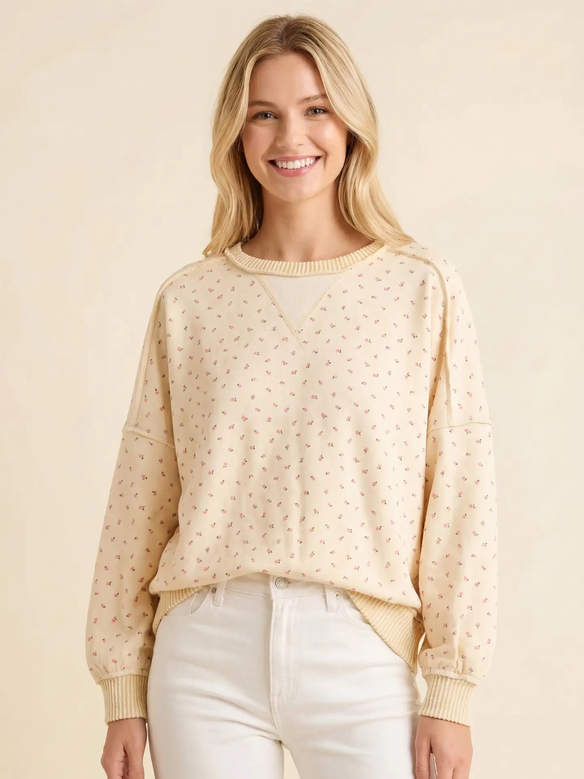 Floral Print Crew Neck Sweatshirt