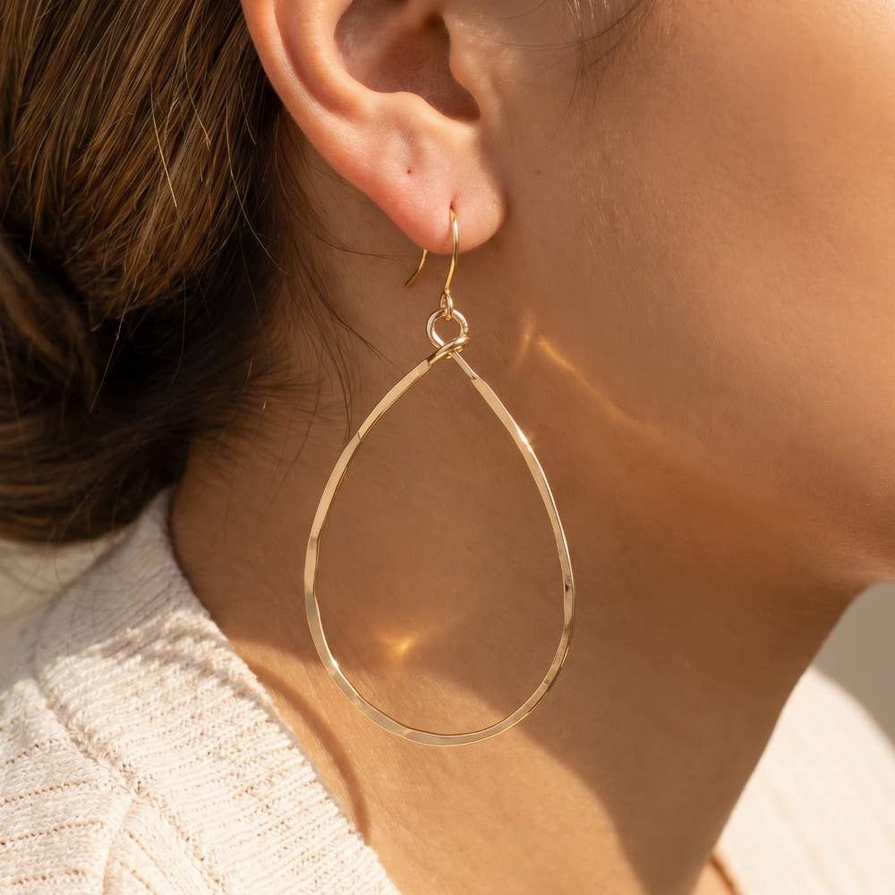 Handmade Thin Teardrop Cutout Earrings: S