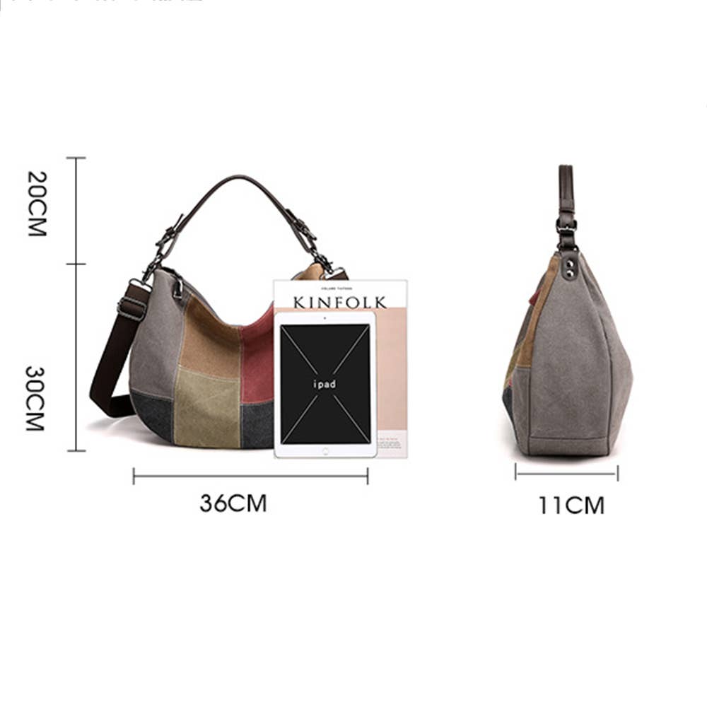 Retro Patchwork Single Shoulder Crossbody Bag: Brown