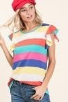 Bright top with ruffle sleeves