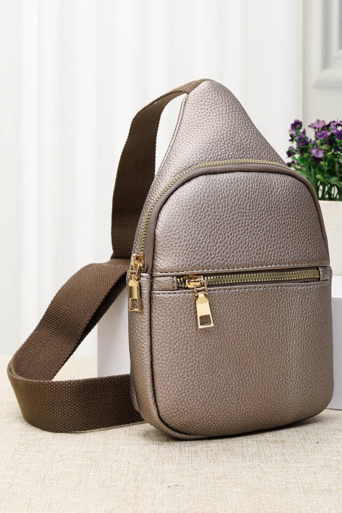 Solid PU Sling Bag: Turquoise