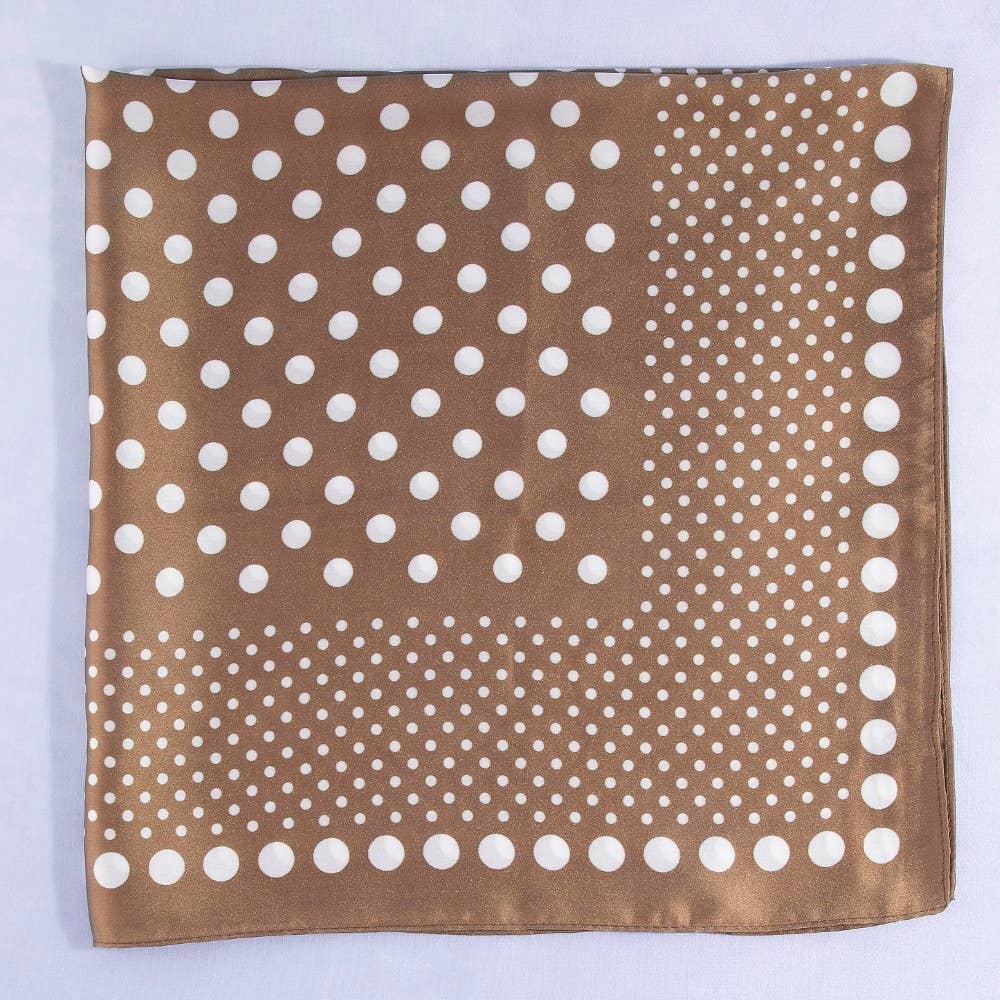 Ombre Polka Dot Print Satin Square Scarf: WH