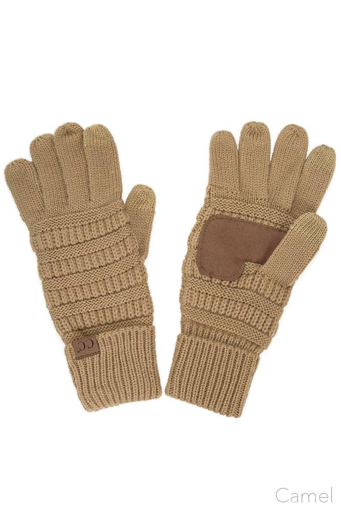 C.C Knitted Touch Screen Compatible Gloves: Black