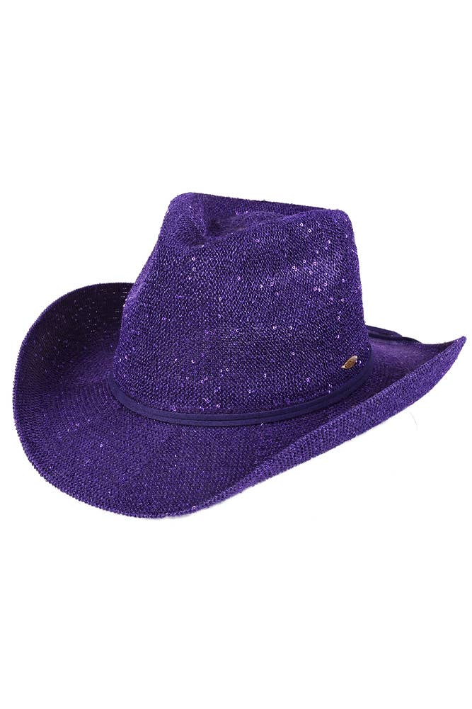 C.C Sequin Cowboy Hat: Beige