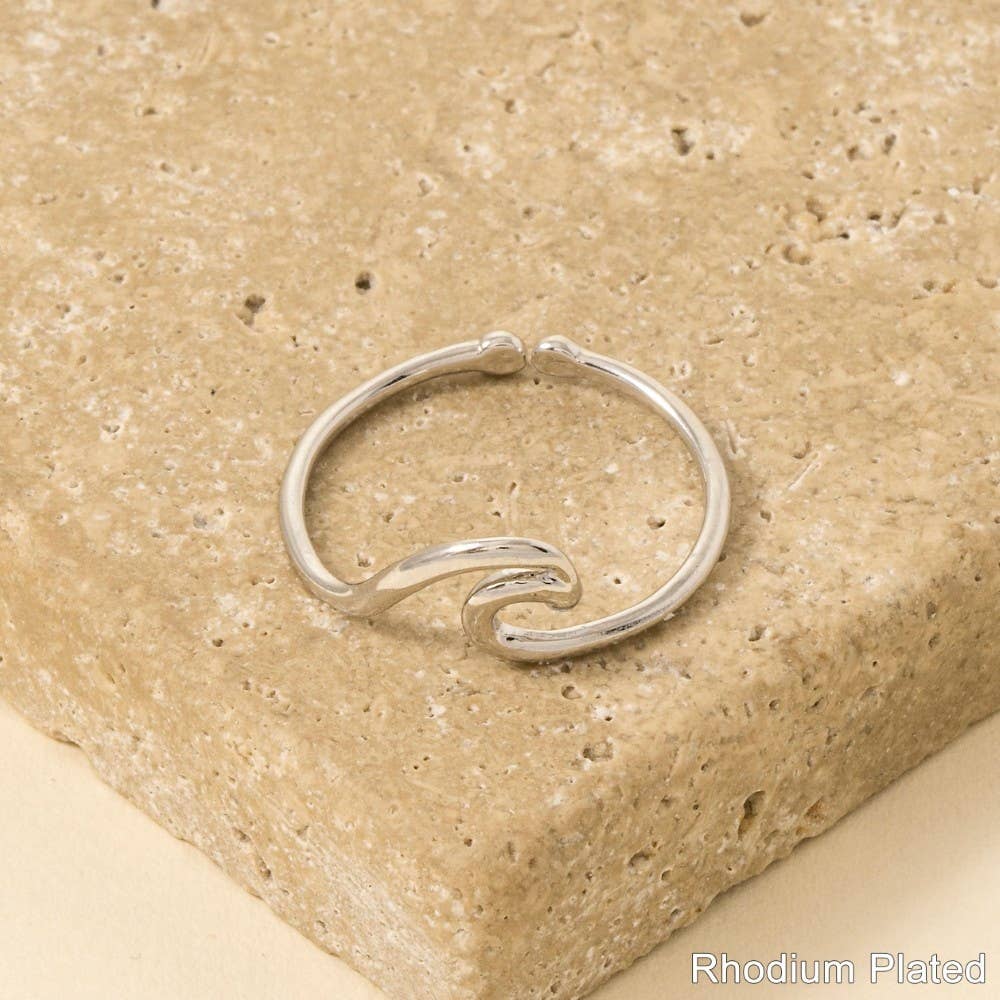 Gold Dipped Wave Cutout Adjustable Ring: G