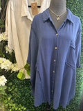 Linen Button Down w/ Frayed Edge