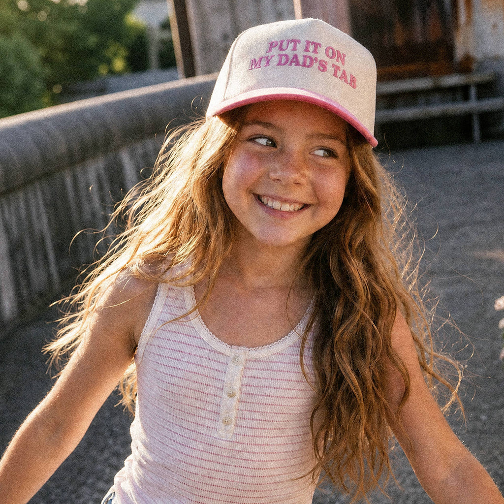 C.C Junior PUT IT ON MY DAD'S TAB Two Tone Snapback Cap: Hot Pink