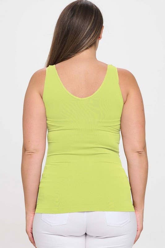 Reversible V or U Neckline Seamless Tank Plus Size: Navy / Plus