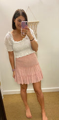Mauve Eyelet Mini Skirt