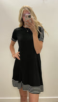 Black Stripe Little Black Dress