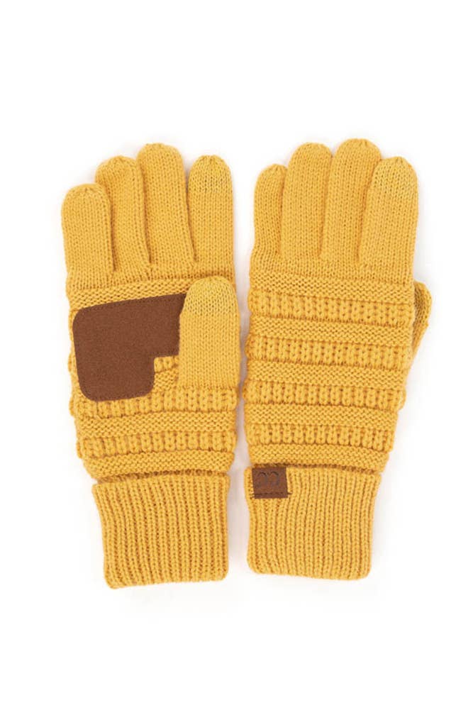 C.C Knitted Touch Screen Compatible Gloves: Black