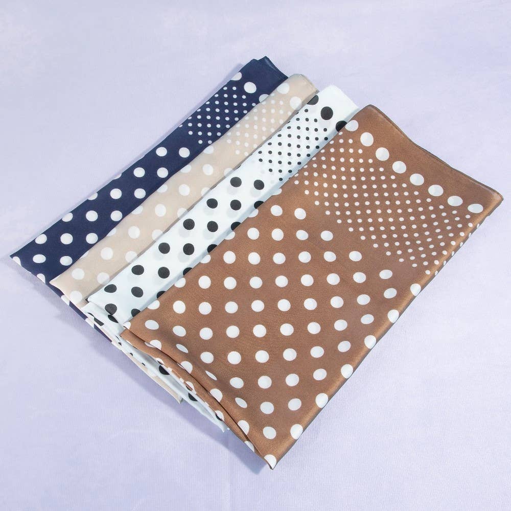 Ombre Polka Dot Print Satin Square Scarf: WH